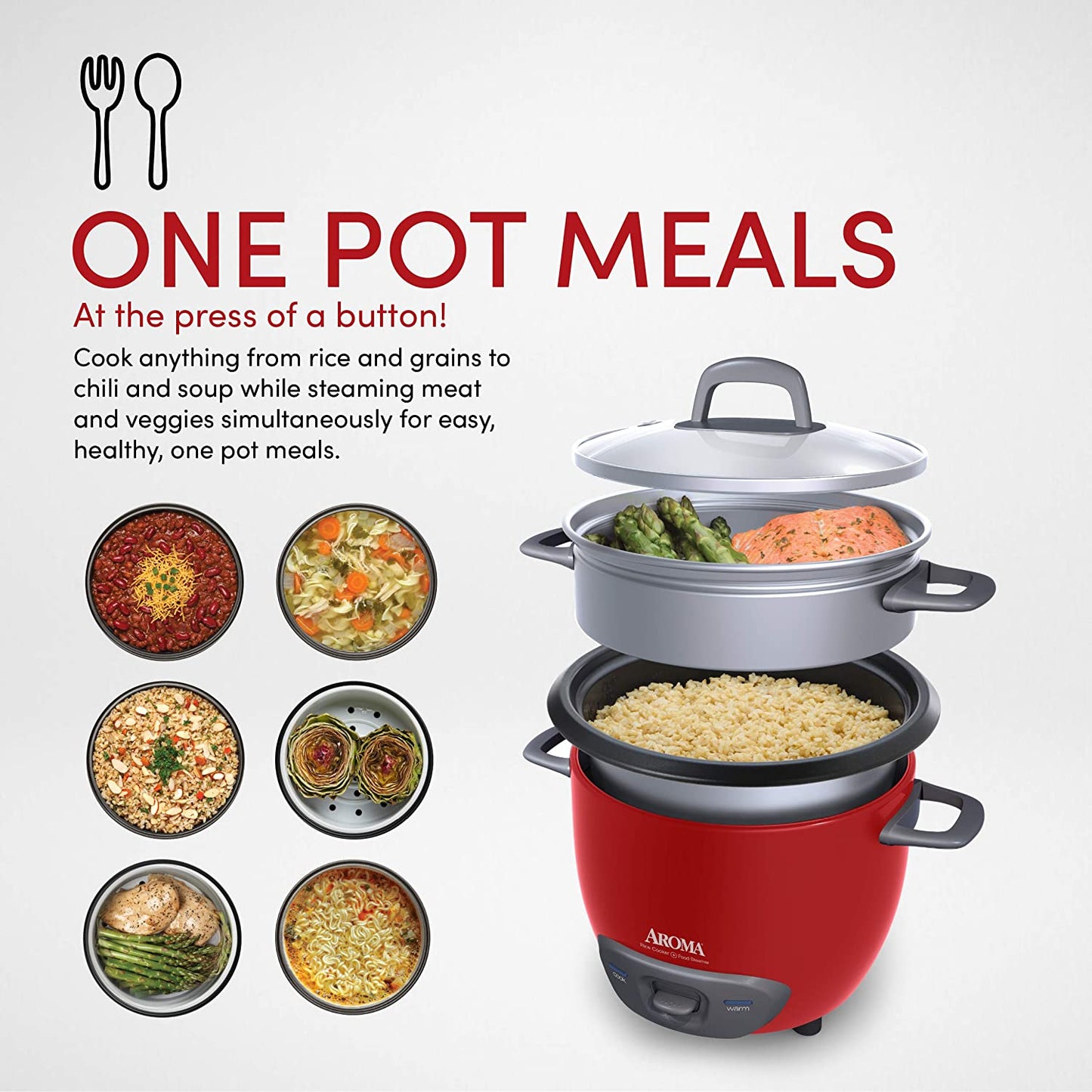 14-Cup (Cooked) (7-Cup UNCOOKED) Pot Style Rice Cooker and Food Steamer (ARC-747-1NGR) , Red