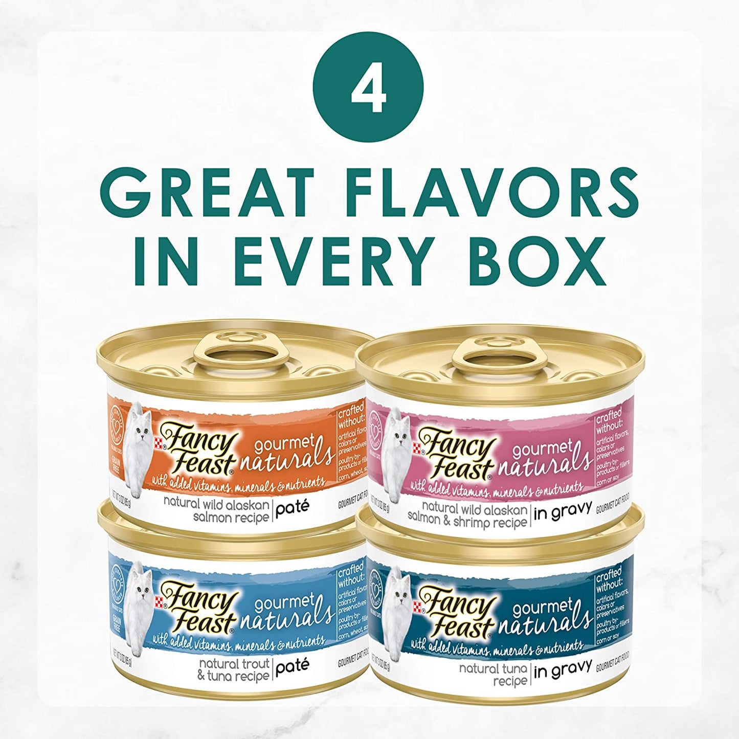 Wet Cat Food Variety Pack Gourmet Naturals Seafood - (30) 3 Oz. Cans