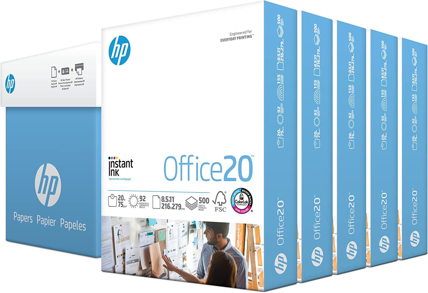 | 8.5 X 11 Paper | Office 20 Lb | 5 Ream Case - 2500 Sheets | 92 Bright | Made in USA-FSC Certified | 112150C