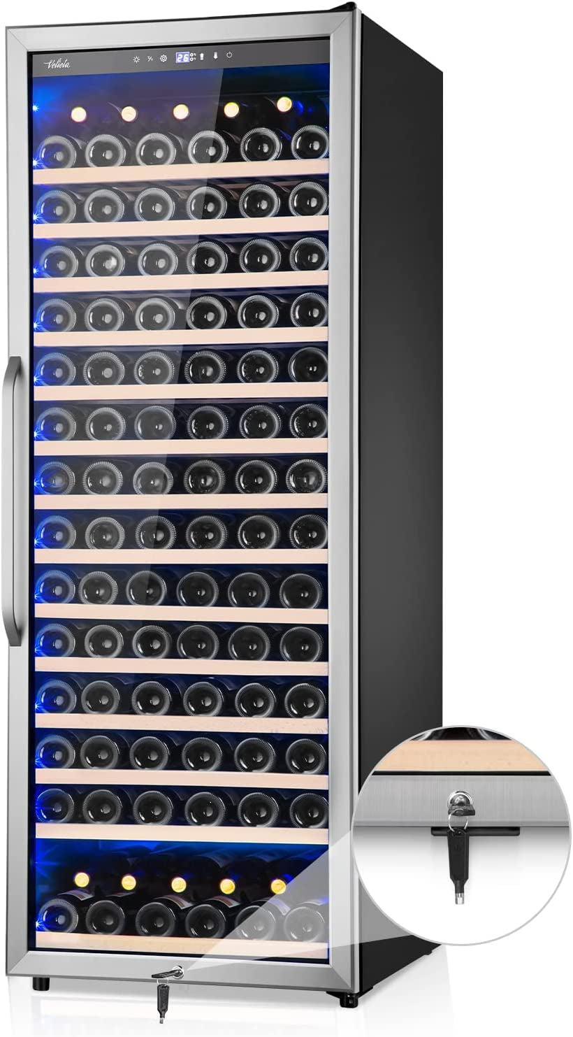 Wine Cooler Refrigerator,  179 Bottles Professional Wine Cellars with Powerful Compressor,Quiet Operation and Elegant Design for the Wine Enthusiast, Silver, 23.5Inches×27.2Inchesx62.9Inches