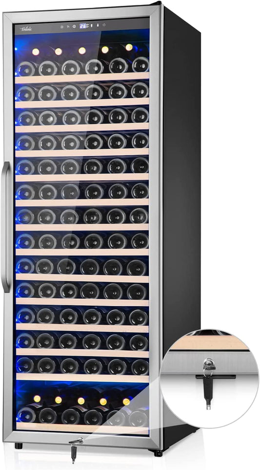 Wine Cooler Refrigerator,  179 Bottles Professional Wine Cellars with Powerful Compressor,Quiet Operation and Elegant Design for the Wine Enthusiast, Silver, 23.5Inches×27.2Inchesx62.9Inches