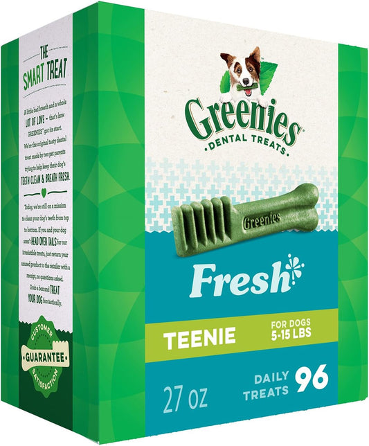 TEENIE Natural Dog Dental Care Chews Oral Health Dog Treats Fresh Flavor, 27 Oz. Pack (96 Treats)