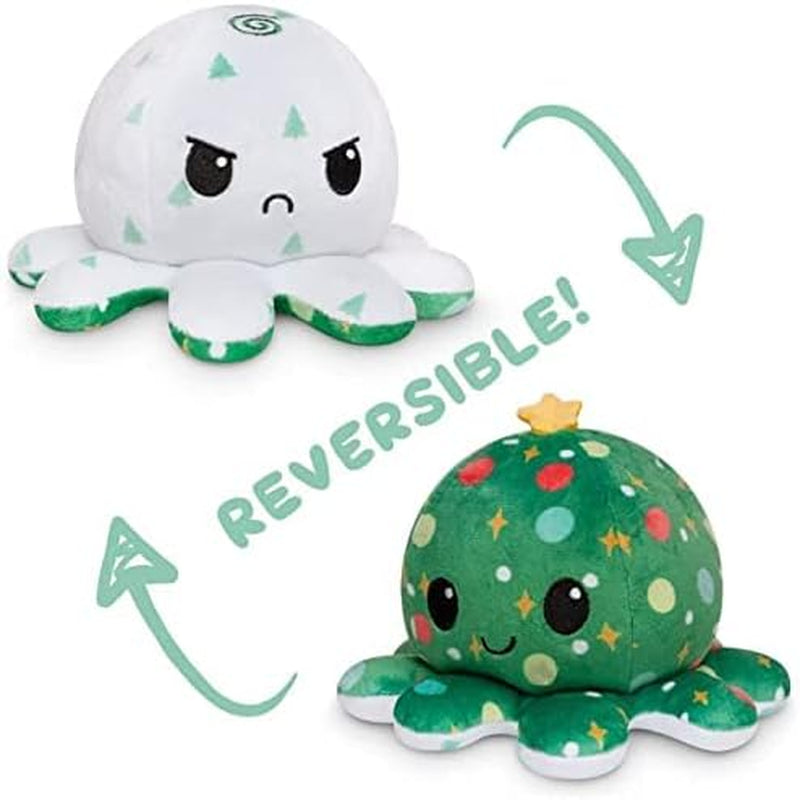- the Original Reversible Octopus Plushie - Christmas Trees + Ornaments - Cute Sensory Fidget Stuffed Animals That Show Your Mood