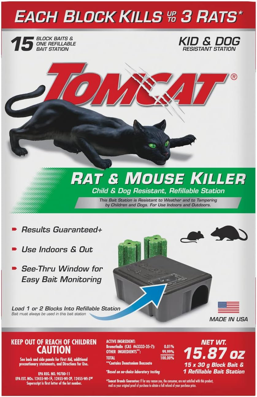 Rat and Mouse Killer Child and Dog Resistant, Refillable Station, 2-Pack (2 Bait Stations plus 30 Refills)