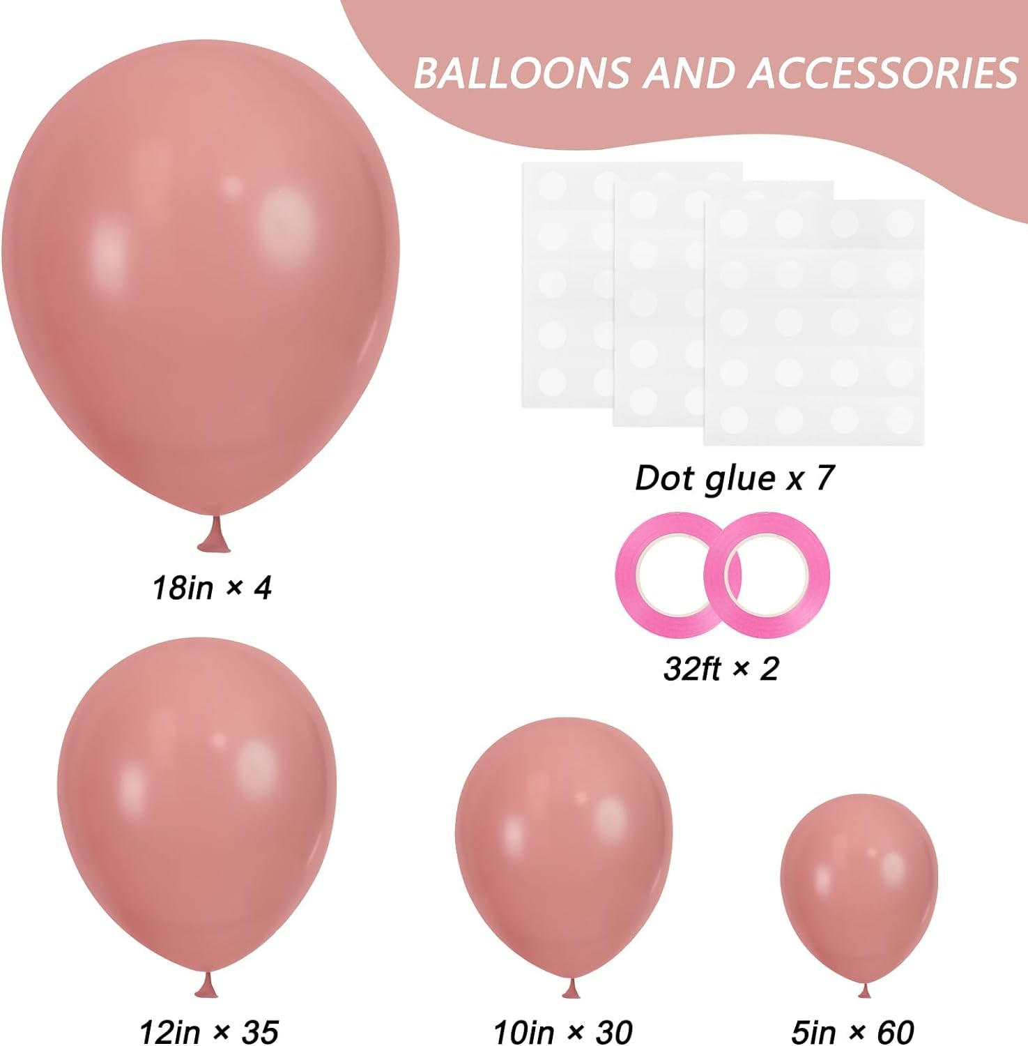 129Pcs Retro Pink Balloons Latex Balloons Different Sizes 18 12 10 5 Inch Party Balloon Kit for Valentine'S Day Birthday Baby Shower Wedding Princess Theme Party Decoration