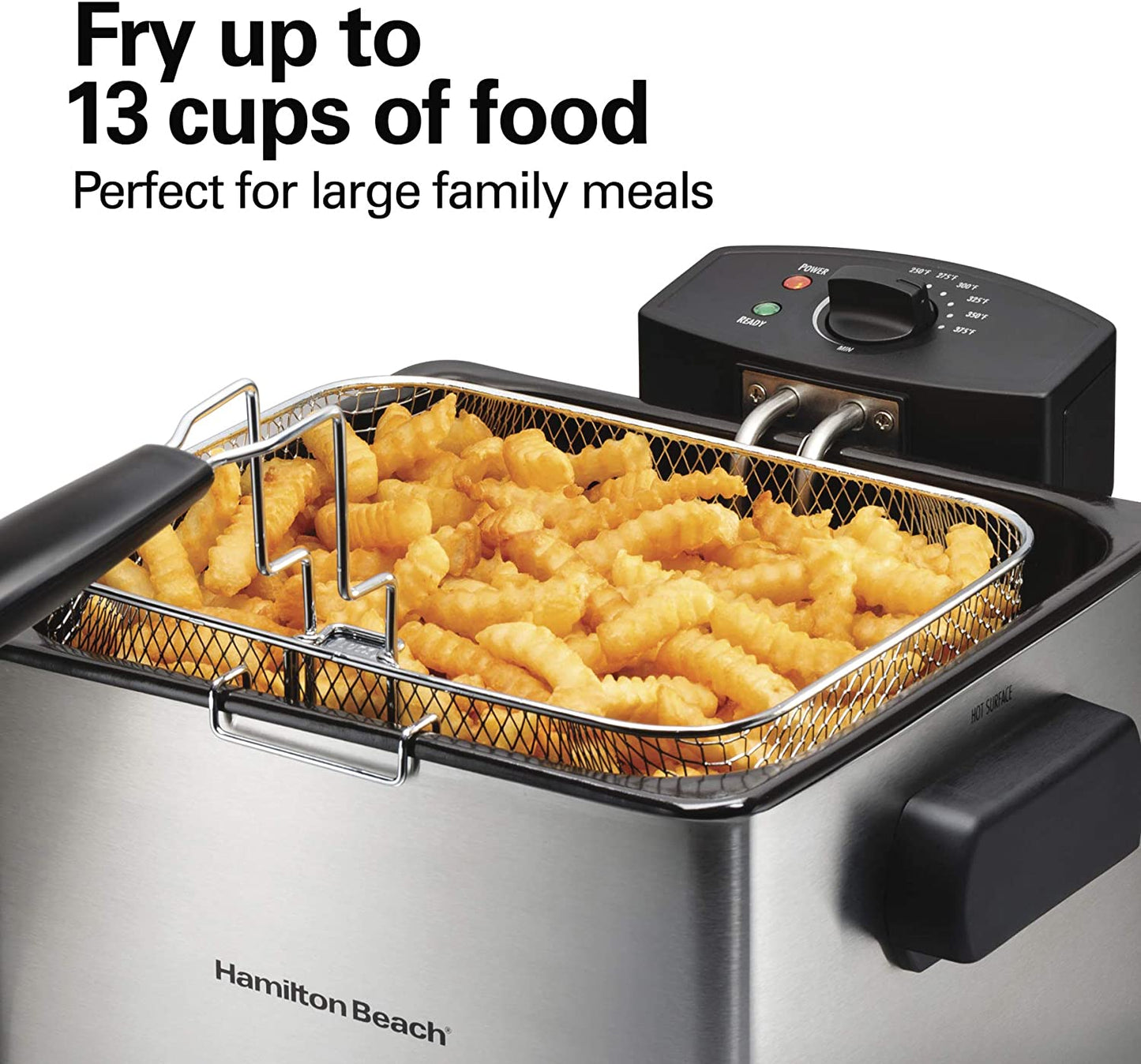 35042 Professional Style Electric Deep Fryer, XL Frying Basket, Lid with View Window, 1800 Watts, 21 Cups / 5 Liters Oil Capacity, Stainless Steel