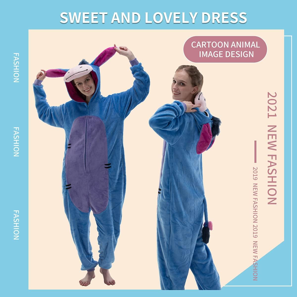Snug Fit Unisex Adult Onesie Pajamas, Flannel Cosplay Animal One Piece Halloween Costume Sleepwear Homewear