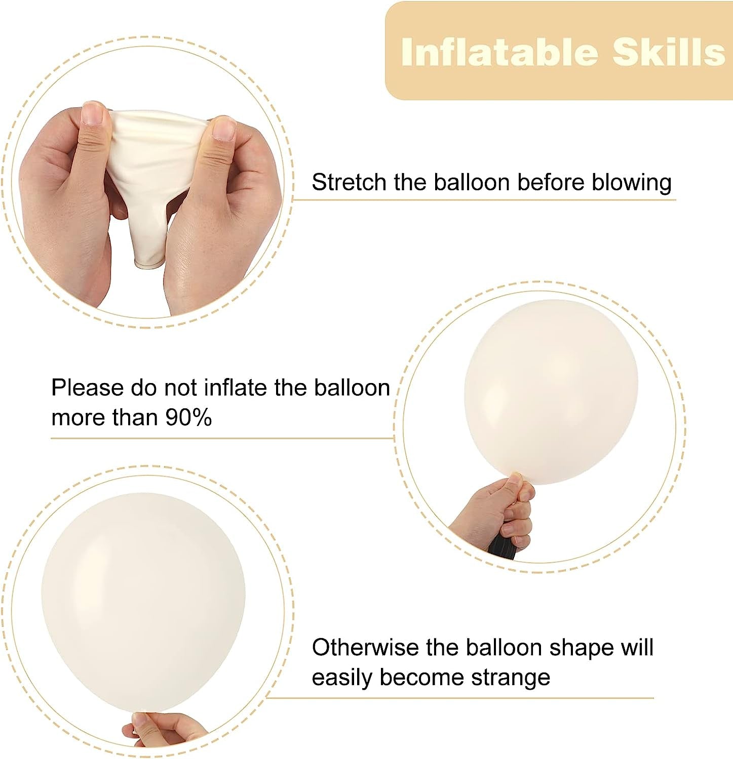 129Pcs Sand White Balloons Different Sizes 18 12 10 5 Inches for Garland Arch, Premium White Latex Balloons for Birthday Party Graduation Wedding Anniversary Baby Shower Party Decoration