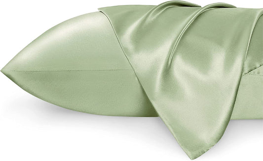Satin Pillowcase for Hair and Skin Queen - Sage Green Silky Pillowcase 20X30 Inches - Satin Pillow Cases Set of 2 with Envelope Closure, Similar to Silk Pillow Cases, Gifts for Women Men
