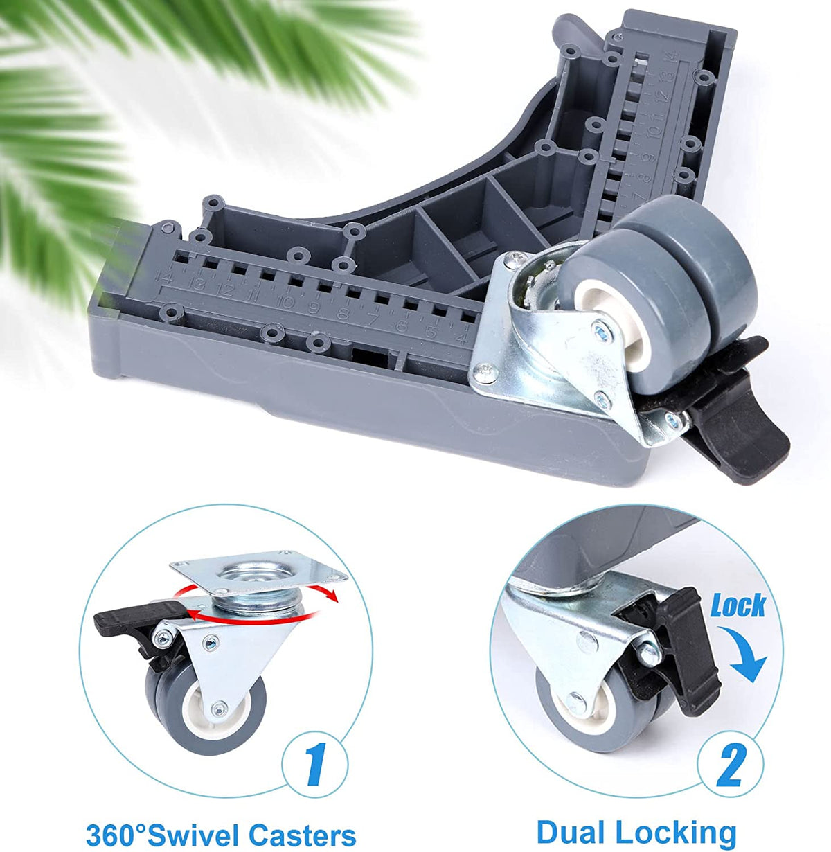 Appliance Dolly Cart with 4 Locking Twin Wheels Mini Fridge Stand Adjustable Furniture Mover Mobile Roller Base for Washing Machine, Dryer, Refrigerator, Laundry Pedestal
