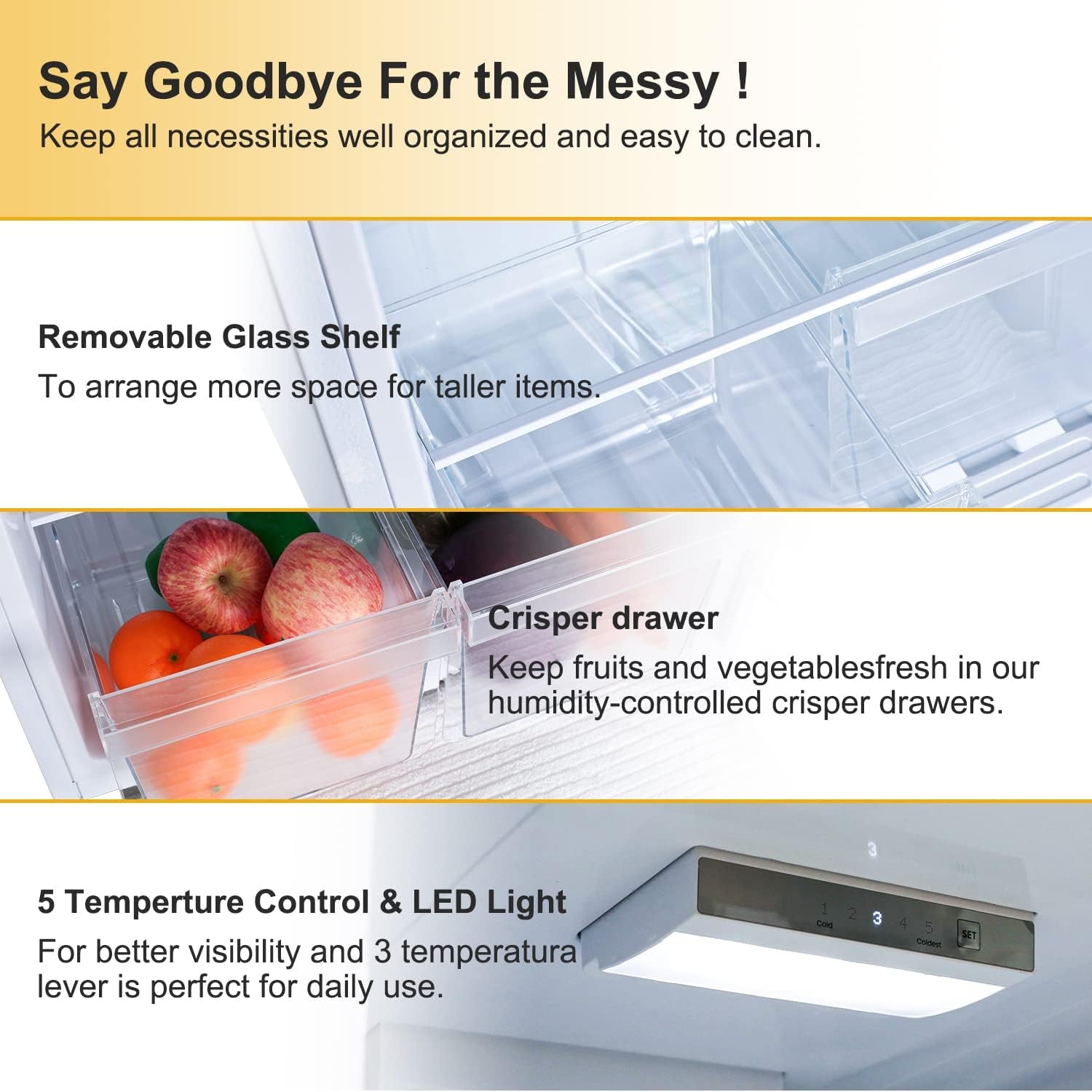 12.1 CU' Refrigerator with Freezer, Apartment Size Refrigerator Top Freezer, 2 Door Fridge with Adjustable Thermostat Control, Freestanding, Door Swing, Black (FR 1202 BK)