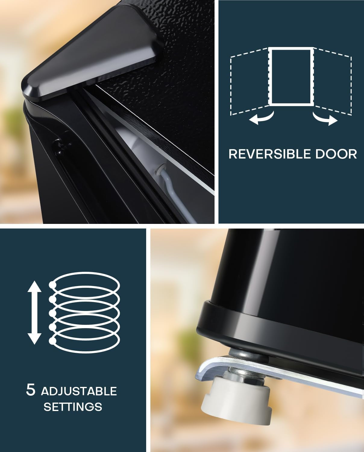 1.7 Cu.Ft Mini Fridge with Freezer, Adjustable Thermostat, Energy Saving, Low Noise, Single Door Compact Refrigerator for Dorm, Office, Bedroom, Black-Fr17