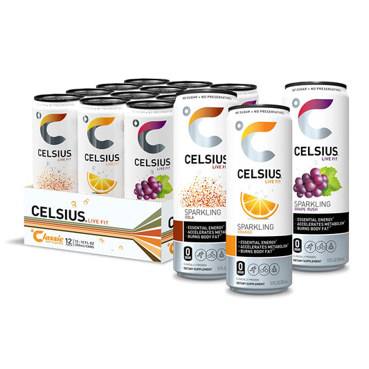 Sparkling Classic Pop Pack, Functional Essential Energy Drink 12 Fl Oz (Pack of 12)