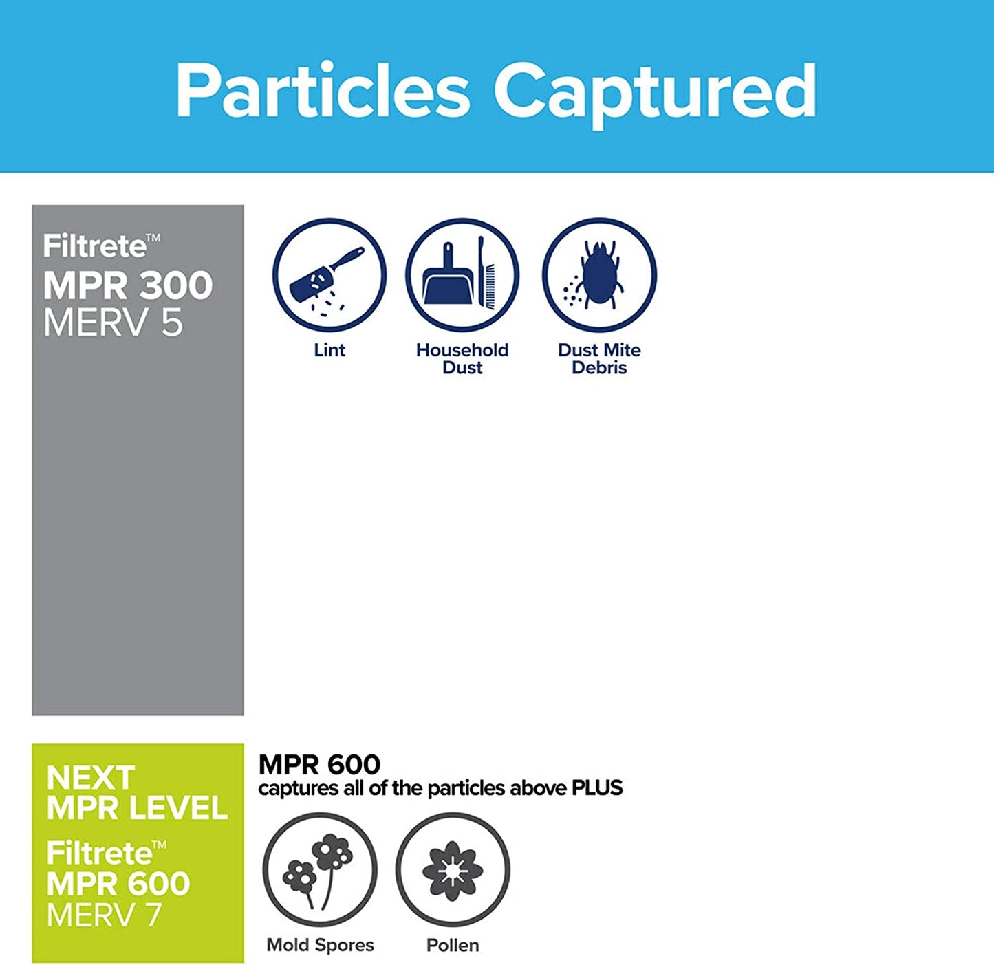 16X20X1 Air Filter, MPR 300, MERV 5, Clean Living Basic Dust 3-Month Pleated 1-Inch Air Filters, 6 Filters