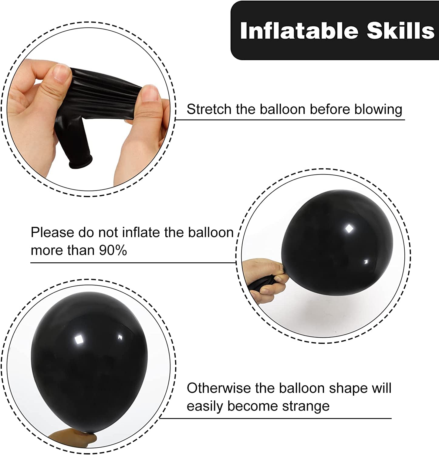 129Pcs Black Balloons Latex Balloons Different Sizes 18 12 10 5 Inch Party Balloon Kit for Birthday Party Graduation Baby Shower Wedding Holiday Balloon Decoration
