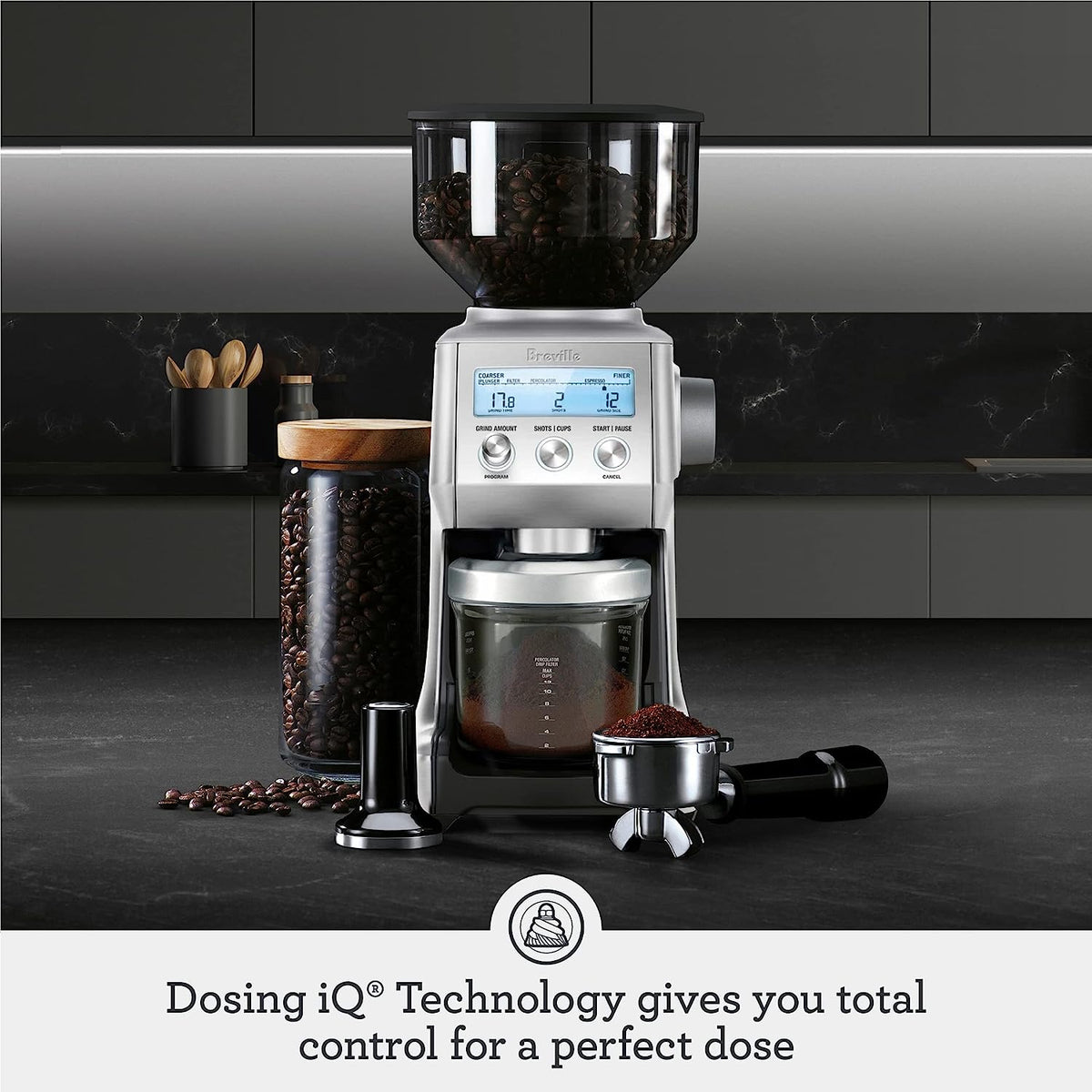 Smart Grinder Pro Coffee Bean Grinder, Brushed Stainless Steel, BCG820BSS, 2.3
