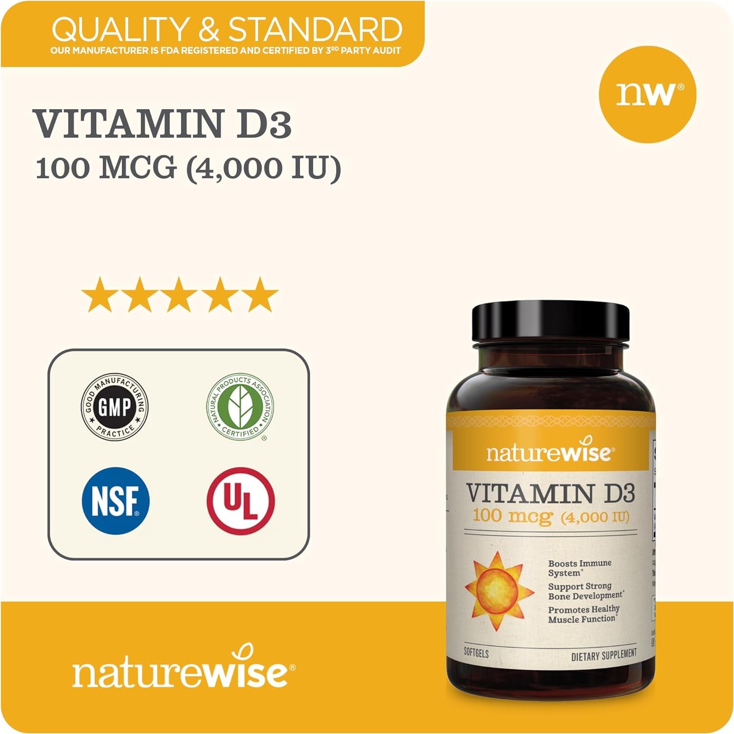 Vitamin D3 4000Iu (100 Mcg) Healthy Muscle Function, and Immune Support, Non-Gmo, Gluten Free in Cold-Pressed Olive Oil, Packaging Vary (Mini Softgel), 360 Count