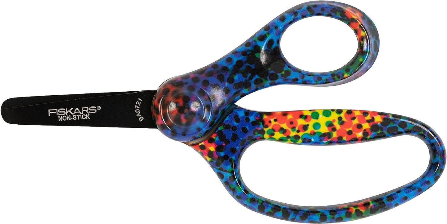 ® Designer Non-Stick Blunt-Tip Kids Scissors, Bright Pixels (5 In.)