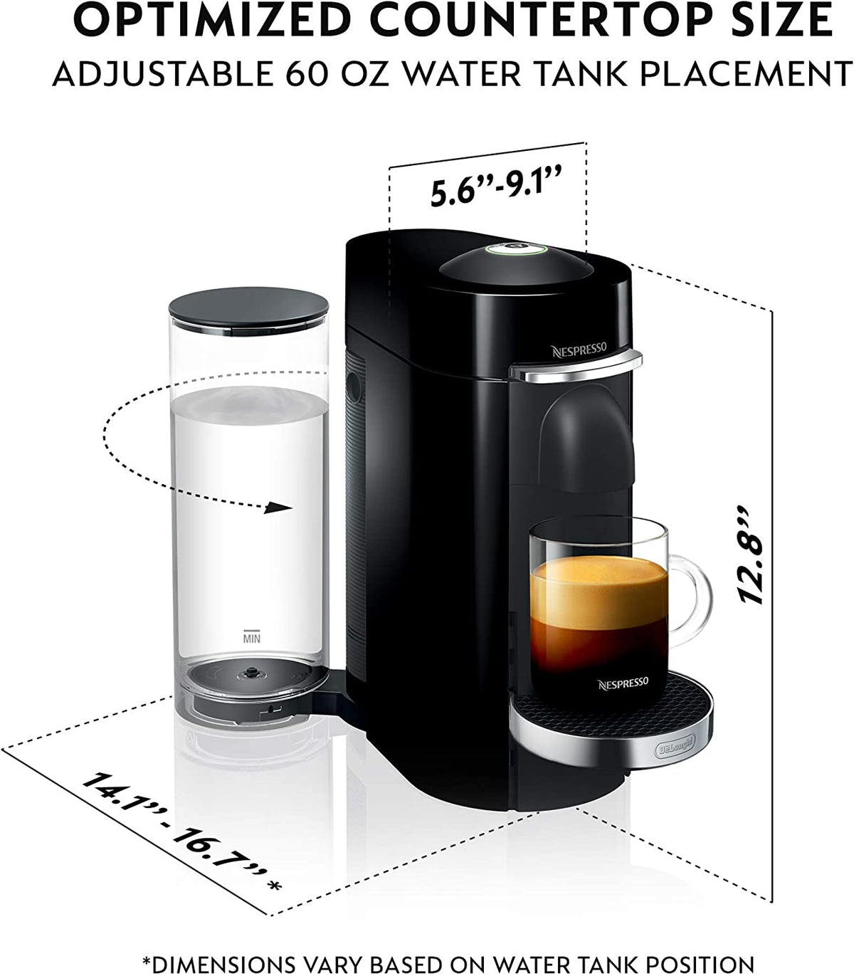 Nespresso Vertuoplus Deluxe Coffee and Espresso Machine by , Piano Black