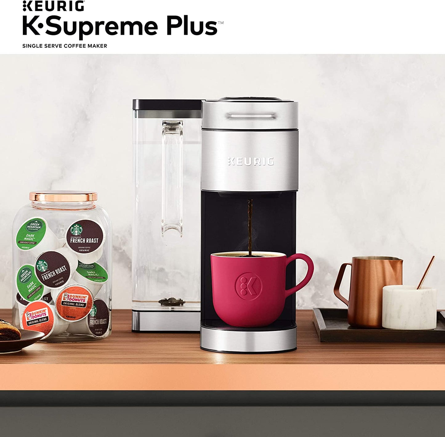 ® K-Supreme plus Single Serve K-Cup Pod Coffee Maker, Multistream Technology, Stainless Steel