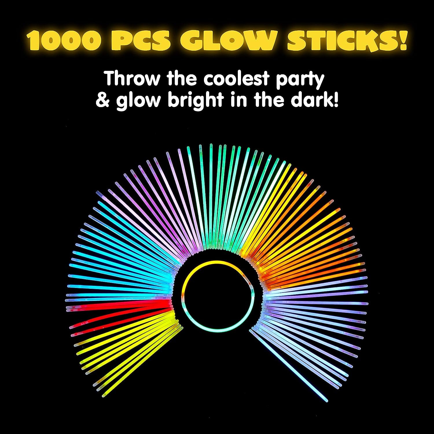 200 Pcs Glow Sticks Bulk 8" Glowsticks, Glow Stick Bracelets Necklaces, Glow in the Dark Neon Party Supplies, Easter, Christmas, Halloween Party Supplies Pack, Football Party Supplies