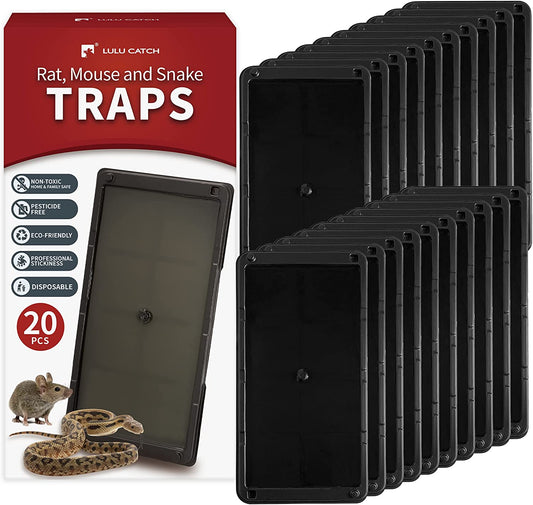 Super Glue Traps 20 Pack for Mice & Snakes, Larger, Heavier Sticky Traps with Non-Toxic Glue. Sticky Mouse Traps Indoor, Easy to Set, Safe to Children & Pets