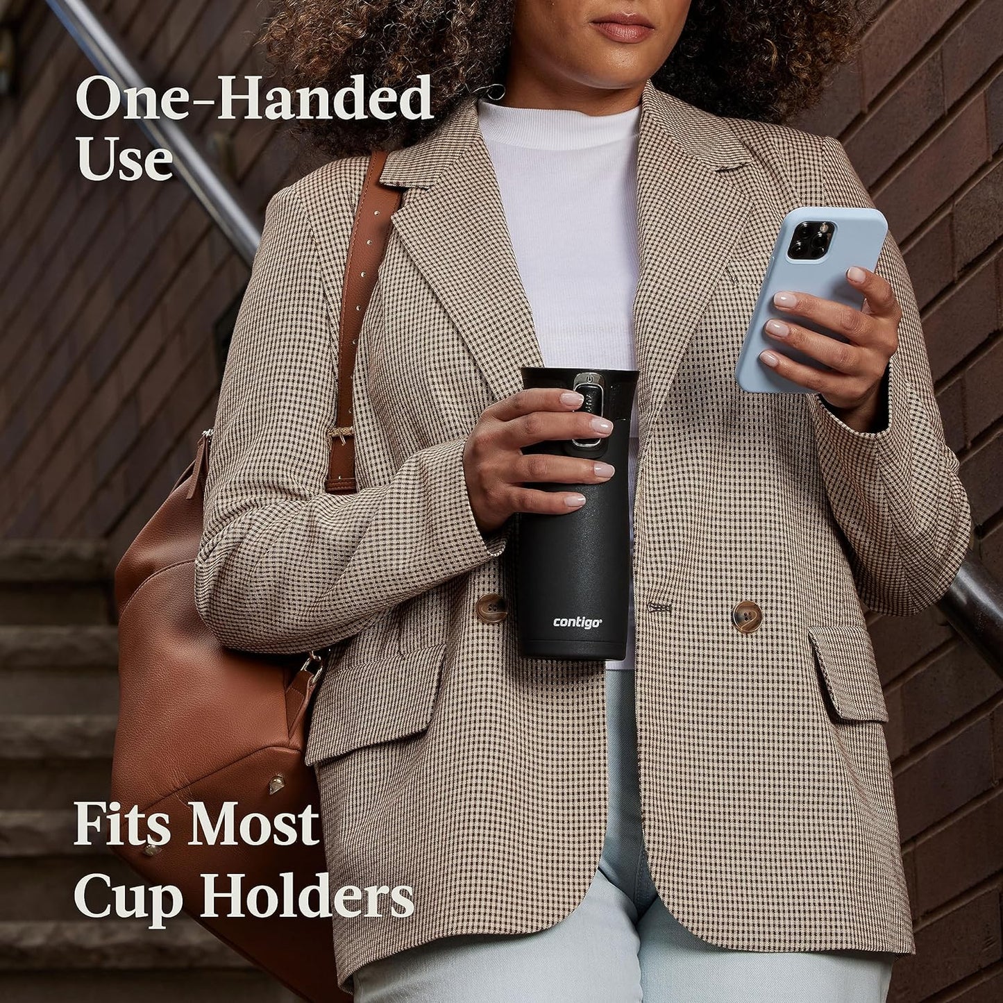 West Loop Stainless Steel Vacuum-Insulated Travel Mug with Spill-Proof Lid, Keeps Drinks Hot up to 5 Hours and Cold up to 12 Hours, 16Oz Licorice Metallic
