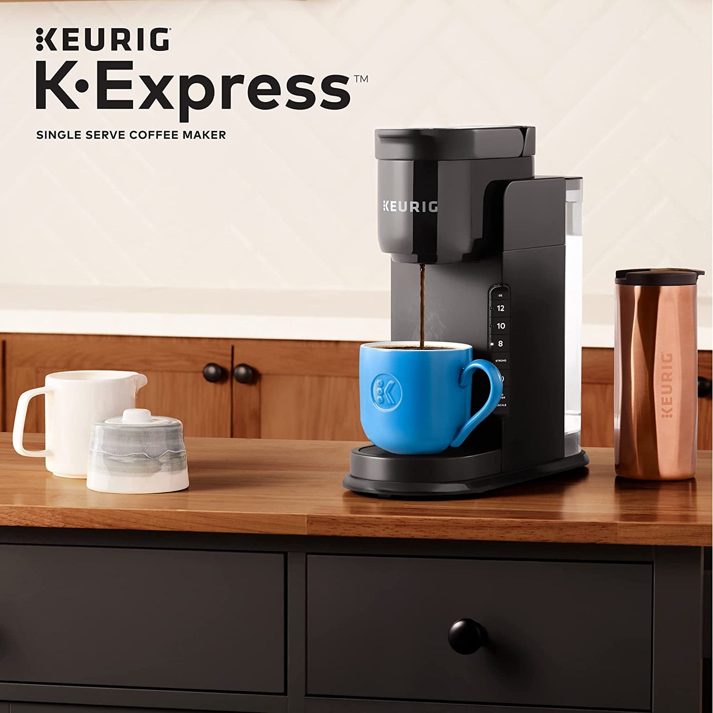 K-Express Coffee Maker, Single Serve K-Cup Pod Coffee Brewer, Black, 12.8” L X 5.1” W X 12.6” H