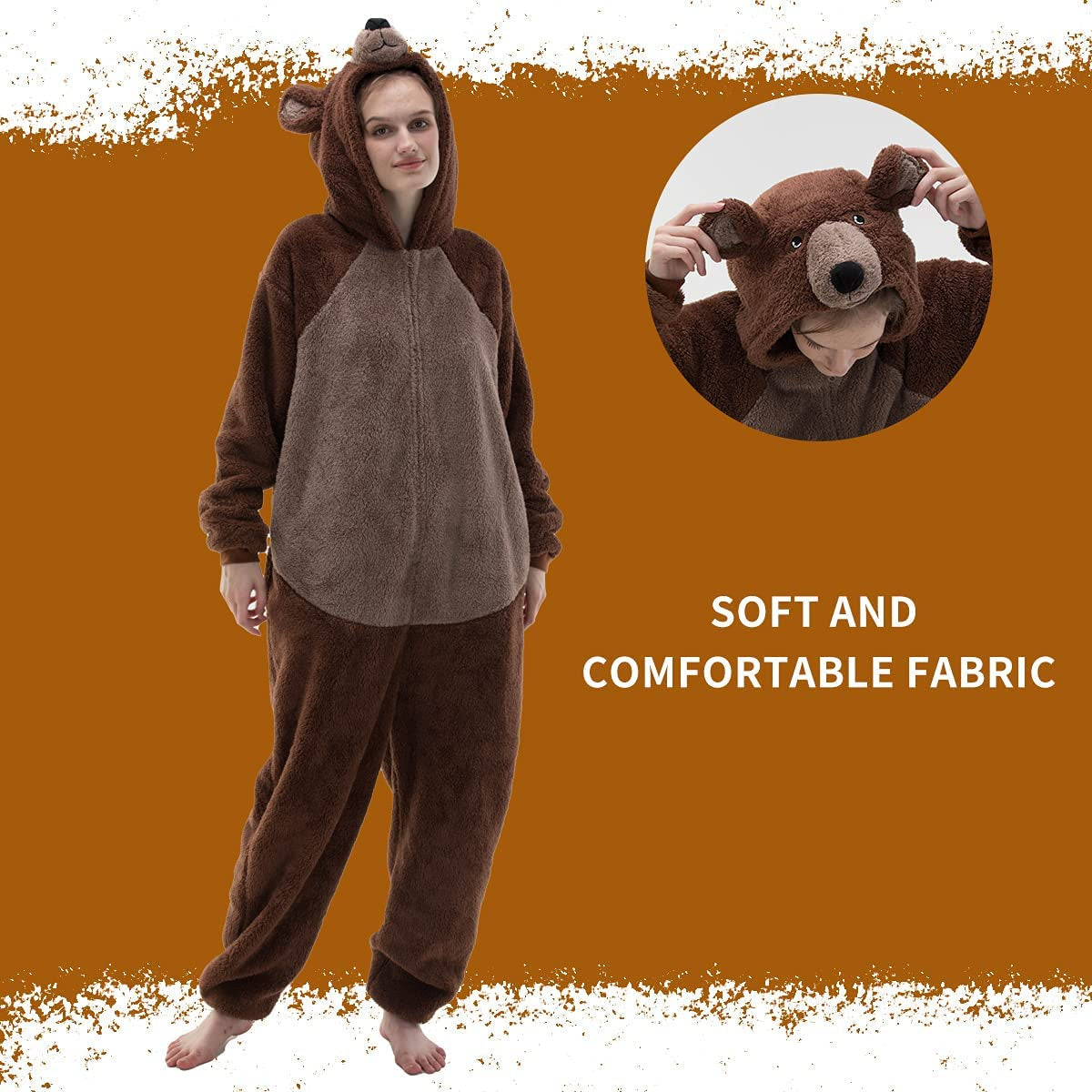 Snug Fit Unisex Adult Onesie Pajamas, Flannel Cosplay Animal One Piece Halloween Costume Sleepwear Homewear