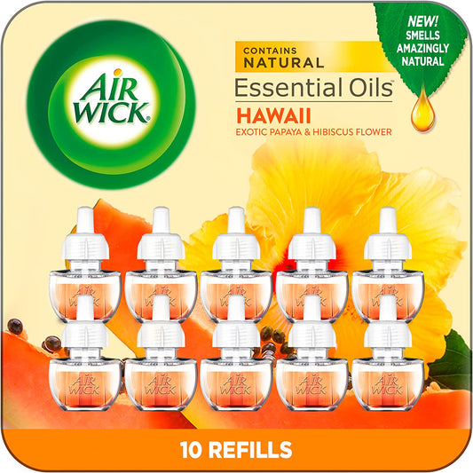 Plug in Scented Oil Refill, 10Ct, Hawaii, Air Freshener, Eco Friendly, Essential Oils