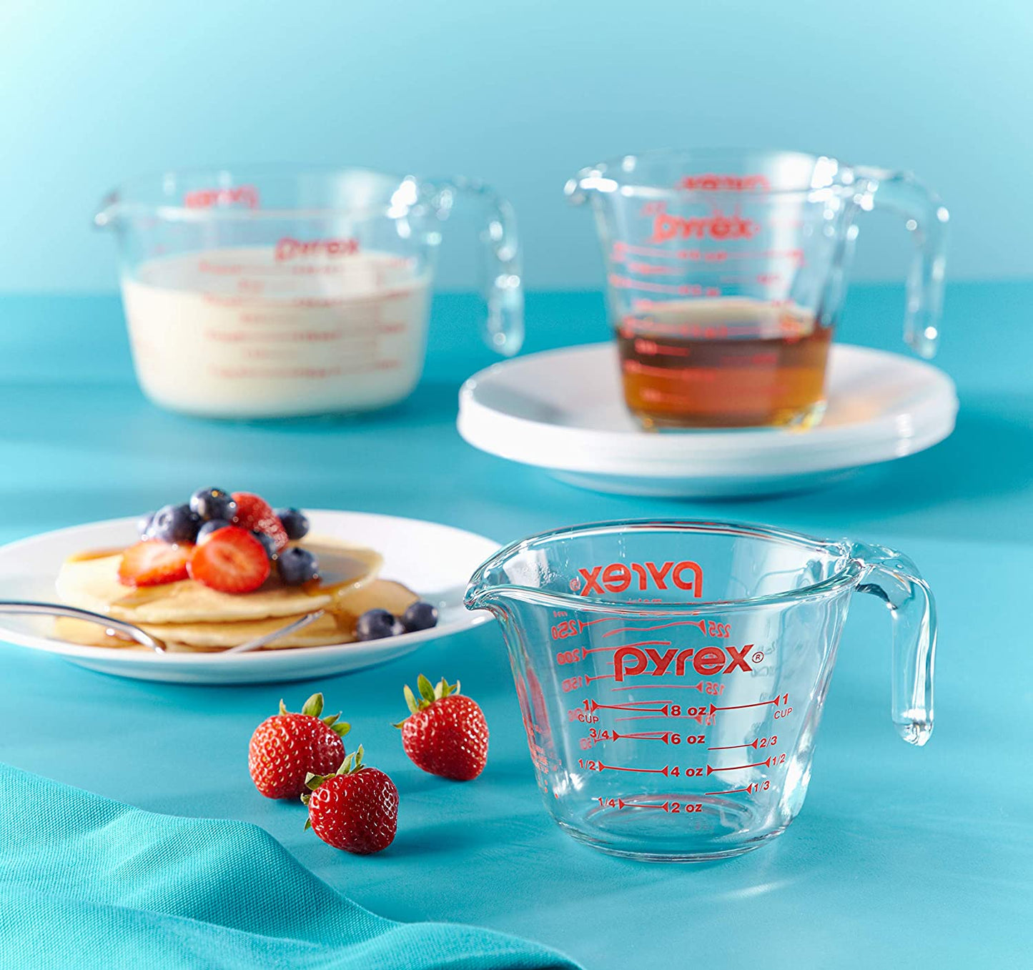 3 Piece Glass Measuring Cup Set, Includes 1-Cup, 2-Cup, and 4-Cup Tempered Glass Liquid Measuring Cups, Dishwasher, Freezer, Microwave, and Preheated Oven Safe, Essential Kitchen Tools