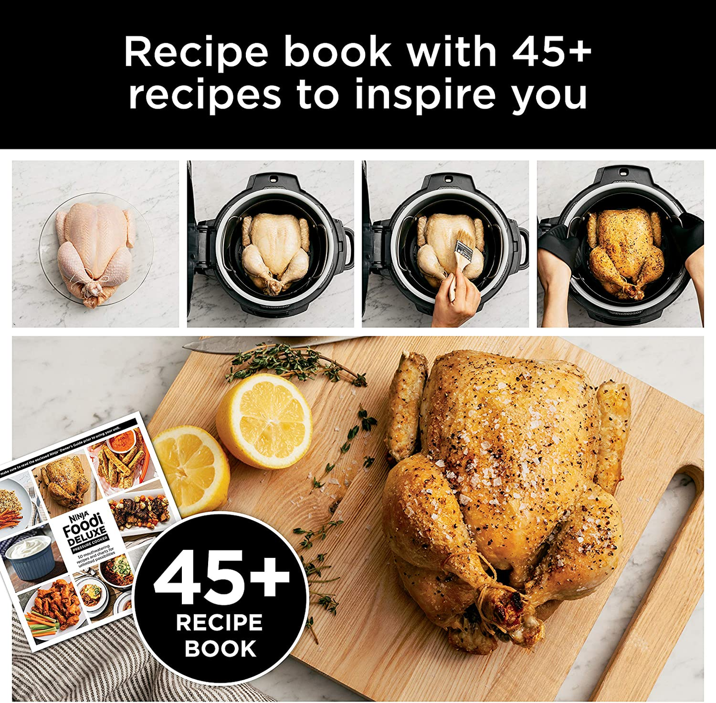 Ninja FD401 Foodi 12-In-1 Deluxe XL 8 Qt. Pressure Cooker & Air Fryer That Steams, Slow Cooks, Sears, Sautés, Dehydrates & More, with 5 Qt. Crisper Basket, Deluxe Reversible Rack & Recipe Book, Silver