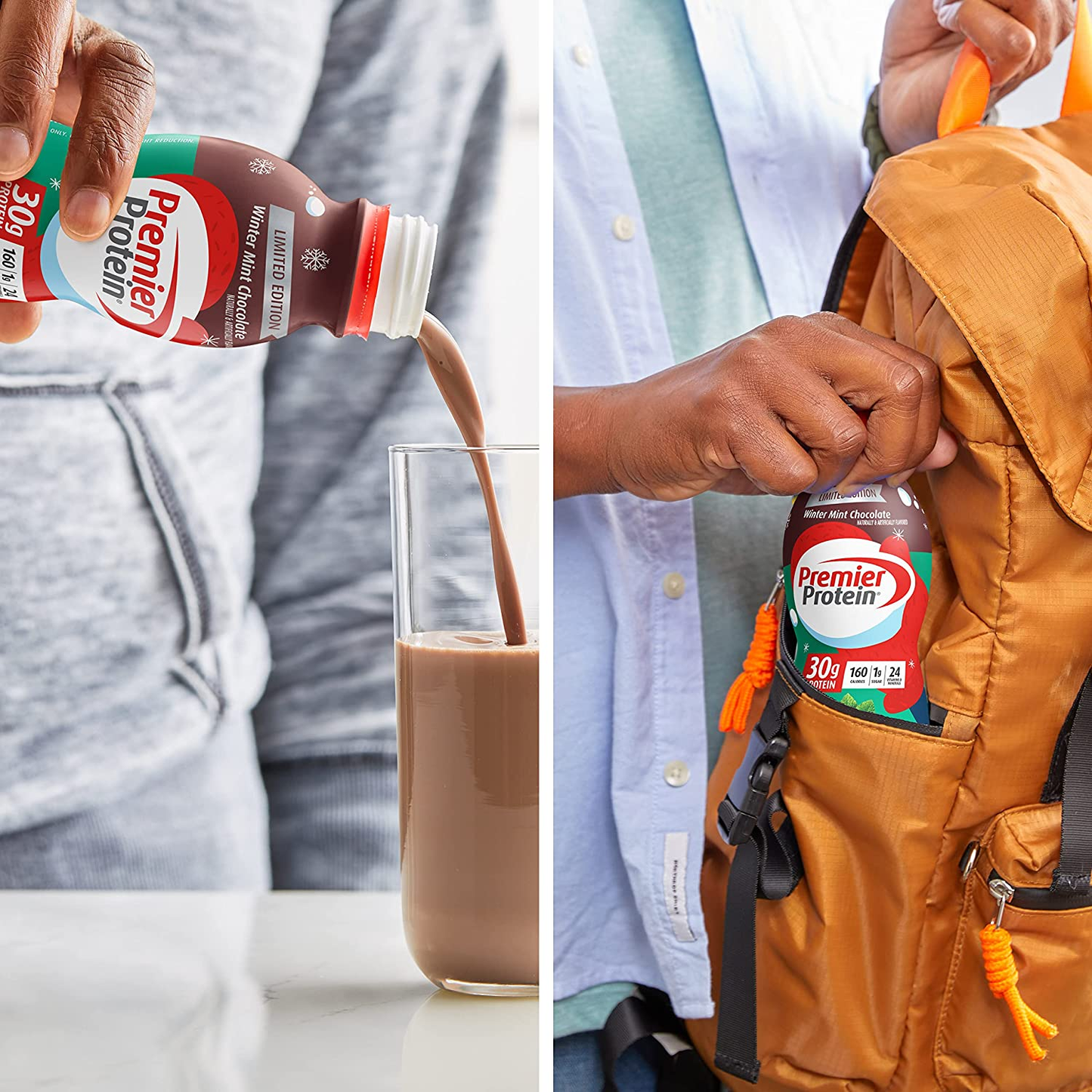 Premier Protein Shake, Winter Mint Chocolate, 30g Protein, 1g Sugar, 24 Vitamins & Minerals, Nutrients to Support Immune Health, 11.5 Fl Oz, Pack of 12