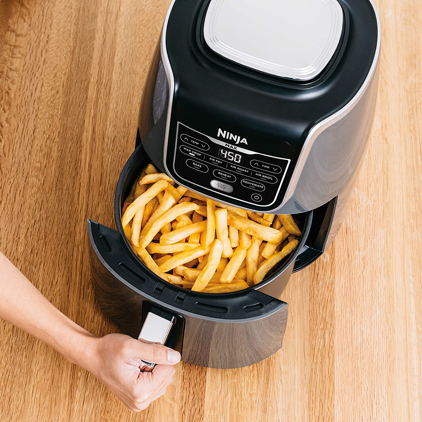 AF161 Max XL Air Fryer That Cooks, Crisps, Roasts, Bakes, Reheats and Dehydrates, with 5.5 Quart Capacity, and a High Gloss Finish, Grey