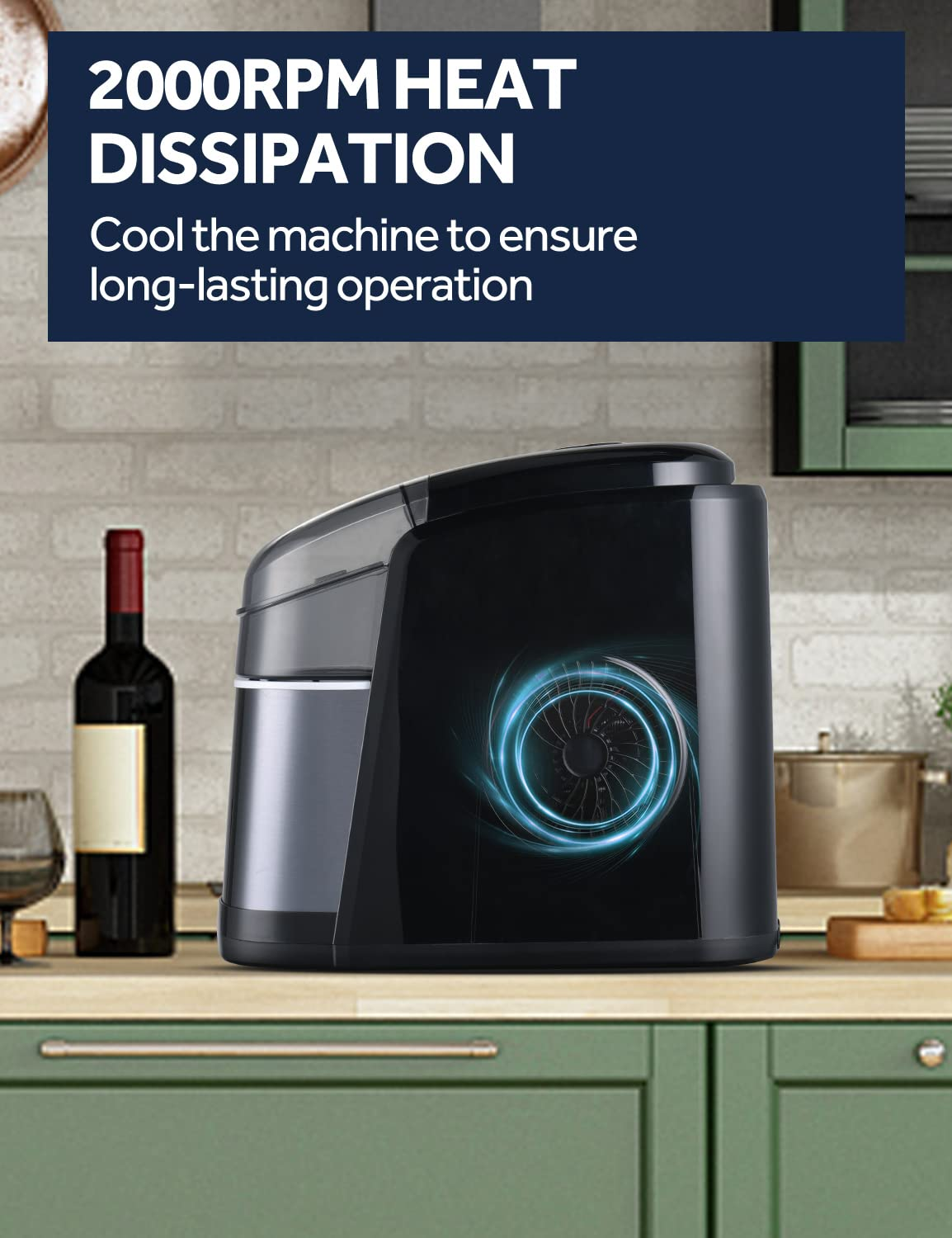 Ice Maker Machine for Countertop, Self-Cleaning Function, 26Lbs/24H Portable Ice Maker, 9 Ice Ready in 6 Mins, Compact Ice Maker with Ice Scoop & Basket for Home Use/Party/Camping (Black)