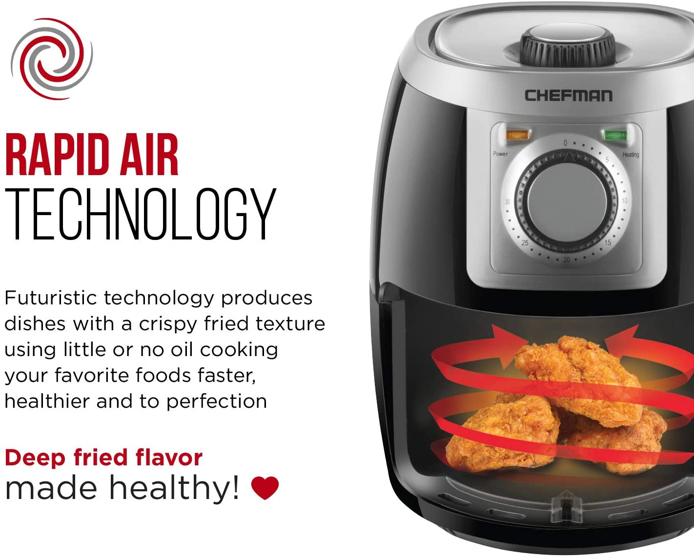 Small, Compact Air Fryer Healthy Cooking, 2 Qt, Nonstick, User Friendly and Adjustable Temperature Control W/ 60 Minute Timer & Auto Shutoff, Dishwasher Safe Basket, BPA - Free, Black