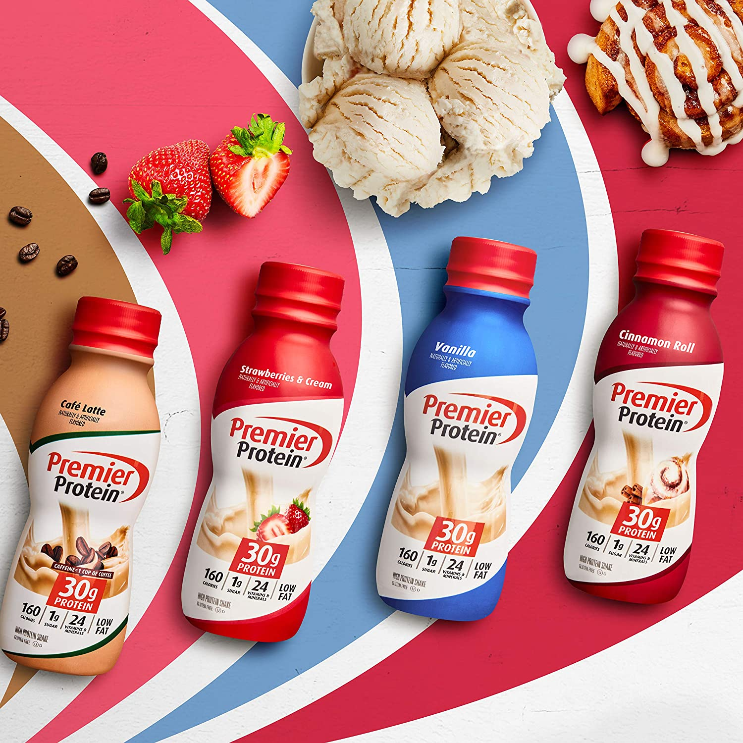 Premier Protein Shake, Bananas & Cream, 30g Protein, 1g Sugar, 24 Vitamins & Minerals, Nutrients to Support Immune Health, 138.0 Fl Oz, Pack of 12