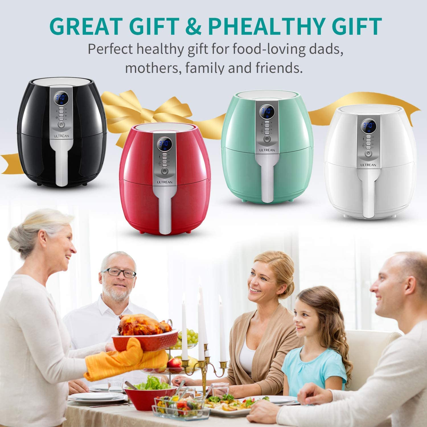 Air Fryer, 4.2 Quart (4 Liter) Electric Hot Air Fryers Oven Oilless Cooker with LCD Digital Screen and Nonstick Frying Pot, ETL/UL Certified,1-Year Warranty,1500W (Black)