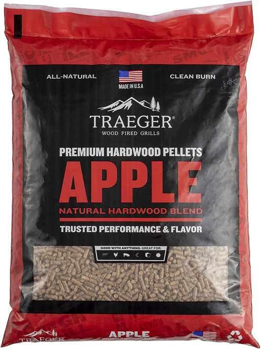 Grills Apple 100% All-Natural Hardwood Pellets for Grill, Smoke, Bake, Roast, Braise and BBQ, 20 Lb. Bag