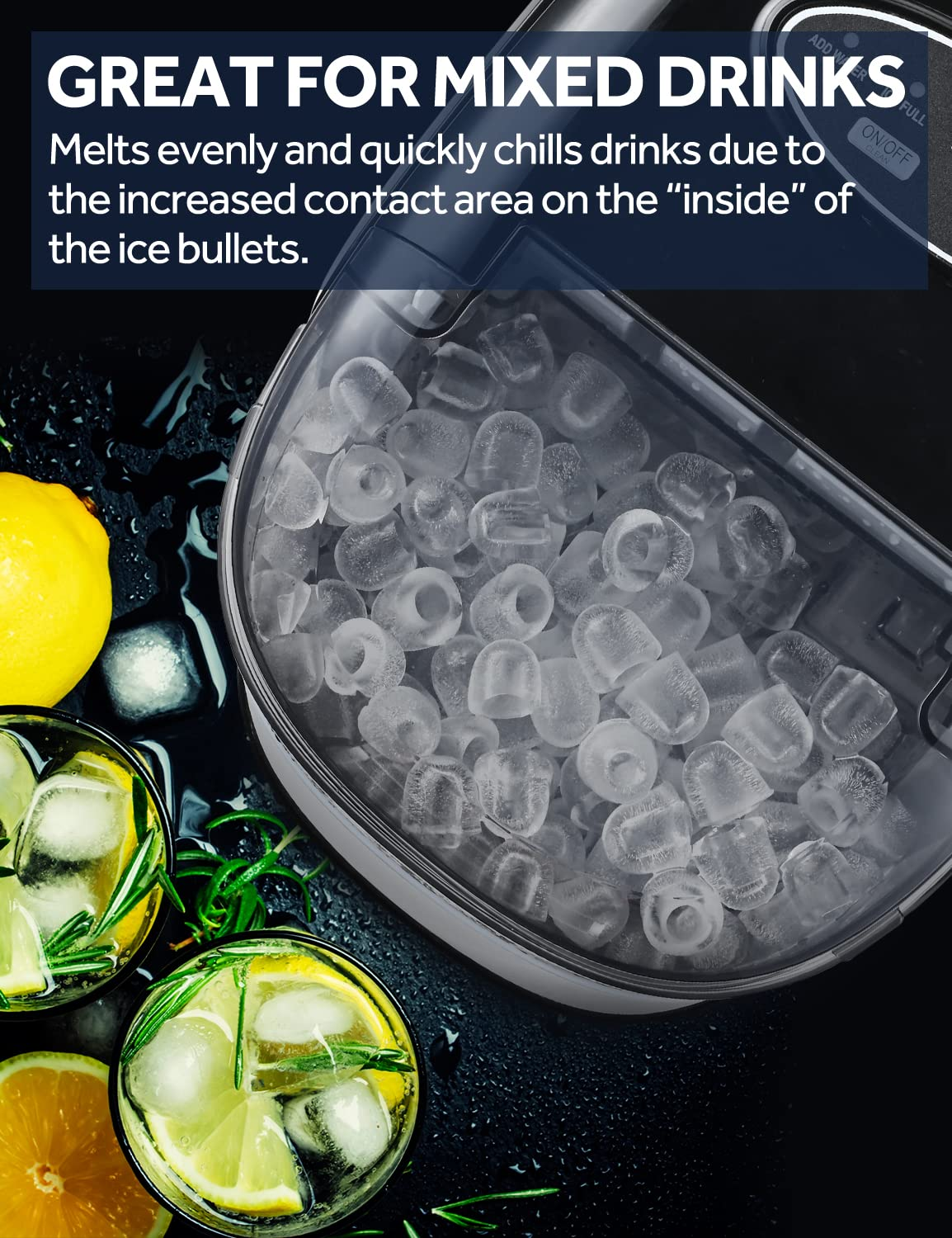 Ice Maker Machine for Countertop, Self-Cleaning Function, 26Lbs/24H Portable Ice Maker, 9 Ice Ready in 6 Mins, Compact Ice Maker with Ice Scoop & Basket for Home Use/Party/Camping (Black)