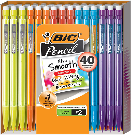Xtra Smooth Mechanical Pencils with Erasers, Medium Point (0.7Mm), 40-Count Pack, Bulk Mechanical Pencils for School or Office Supplies
