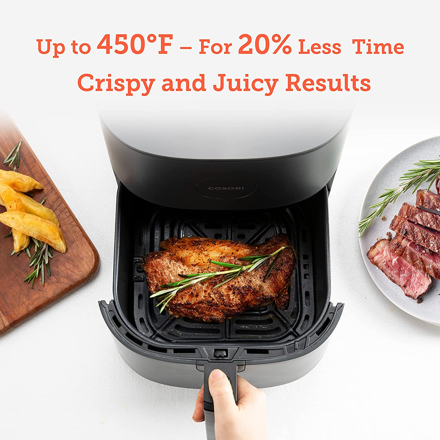 Air Fryer, 5 QT, 9-In-1 Airfryer Compact Oilless Small Oven, Dishwasher-Safe, 450℉ Freidora De Aire, 30 Exclusive Recipes, Tempered Glass Display, Nonstick Basket, Quiet, Fit for 2-4 People