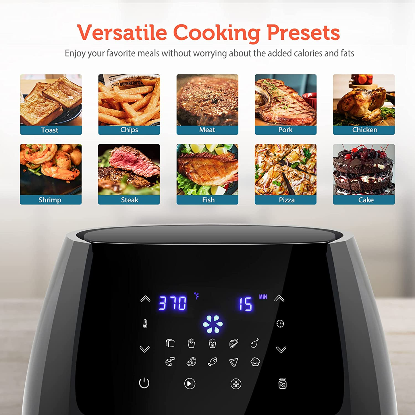5.8 Quart Air Fryer, Electric Hot Air Fryers Oilless Cooker with 10 Presets, Digital LCD Touch Screen, Nonstick Basket, 1700W, UL Listed (Black)