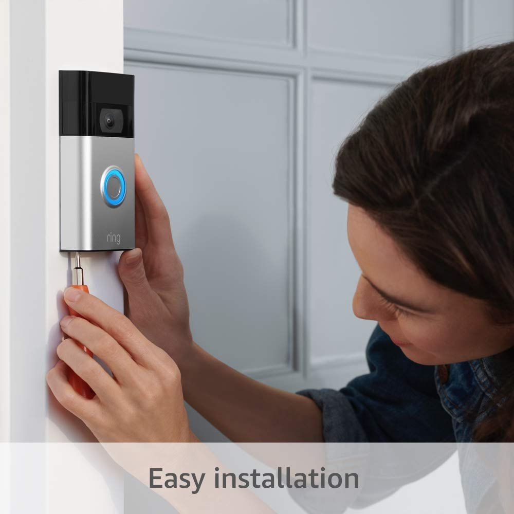 Video Doorbell – 2020 Release – 1080P HD Video, Improved Motion Detection, Easy Installation – Satin Nickel