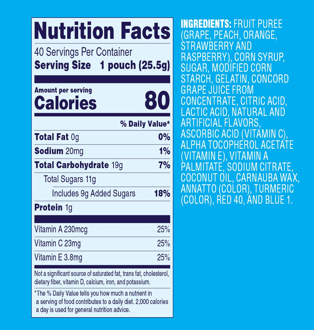 Fruit Snacks, Mixed Fruit, Gluten Free, Bulk Pack, 0.9 Oz Individual Single Serve Bags (Pack of 40)