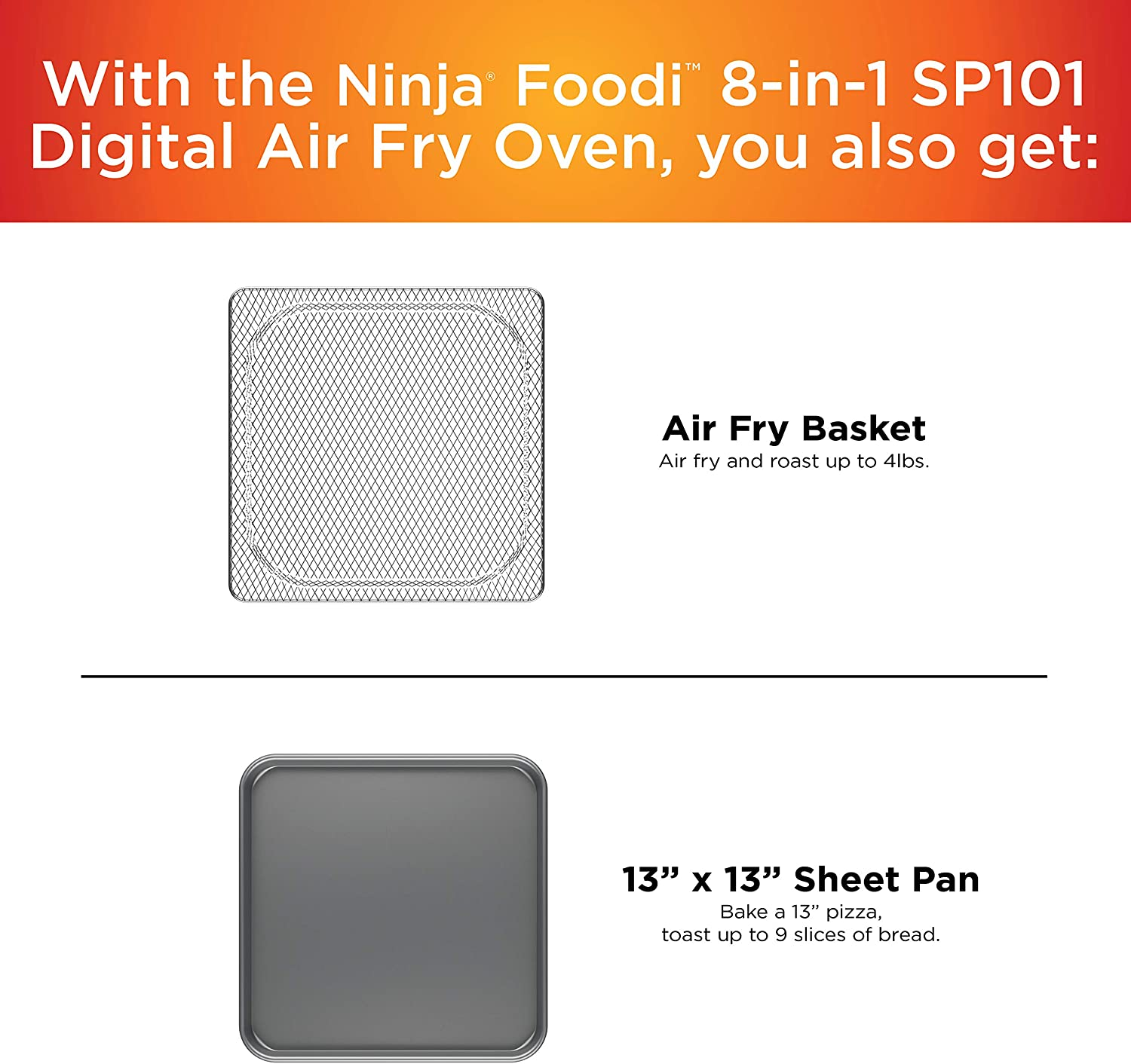 SP101 Digital Air Fry Countertop Oven with 8-In-1 Functionality, Flip up & Away Capability for Storage Space, with Air Fry Basket, Wire Rack & Crumb Tray, Silver
