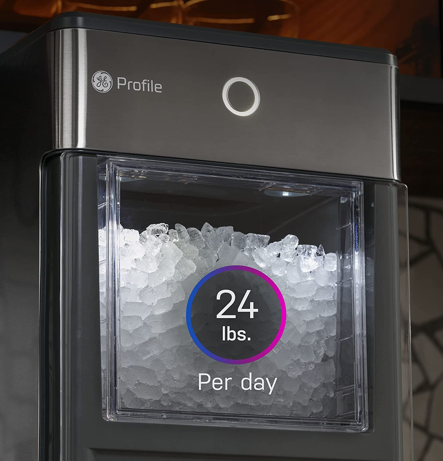 Profile Opal | Countertop Nugt Ice Maker with Side Tank | Portable Ice Machine with Bluetooth Connectivity | Smart Home Kitchen Essentials | Stainless Steel Finish | up to 24 Lbs. of Ice per Day