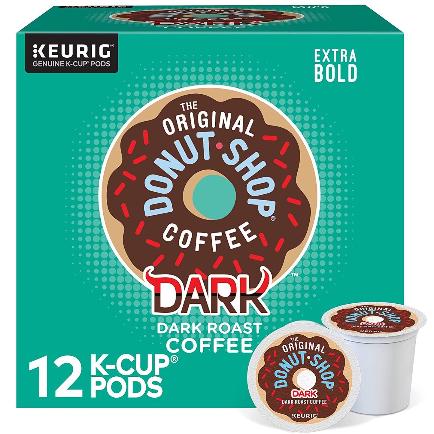 The Original Donut Shop Dark, Single-Serve  K-Cup Pods, Dark Roast Coffee, 12 Count (Pack of 6)