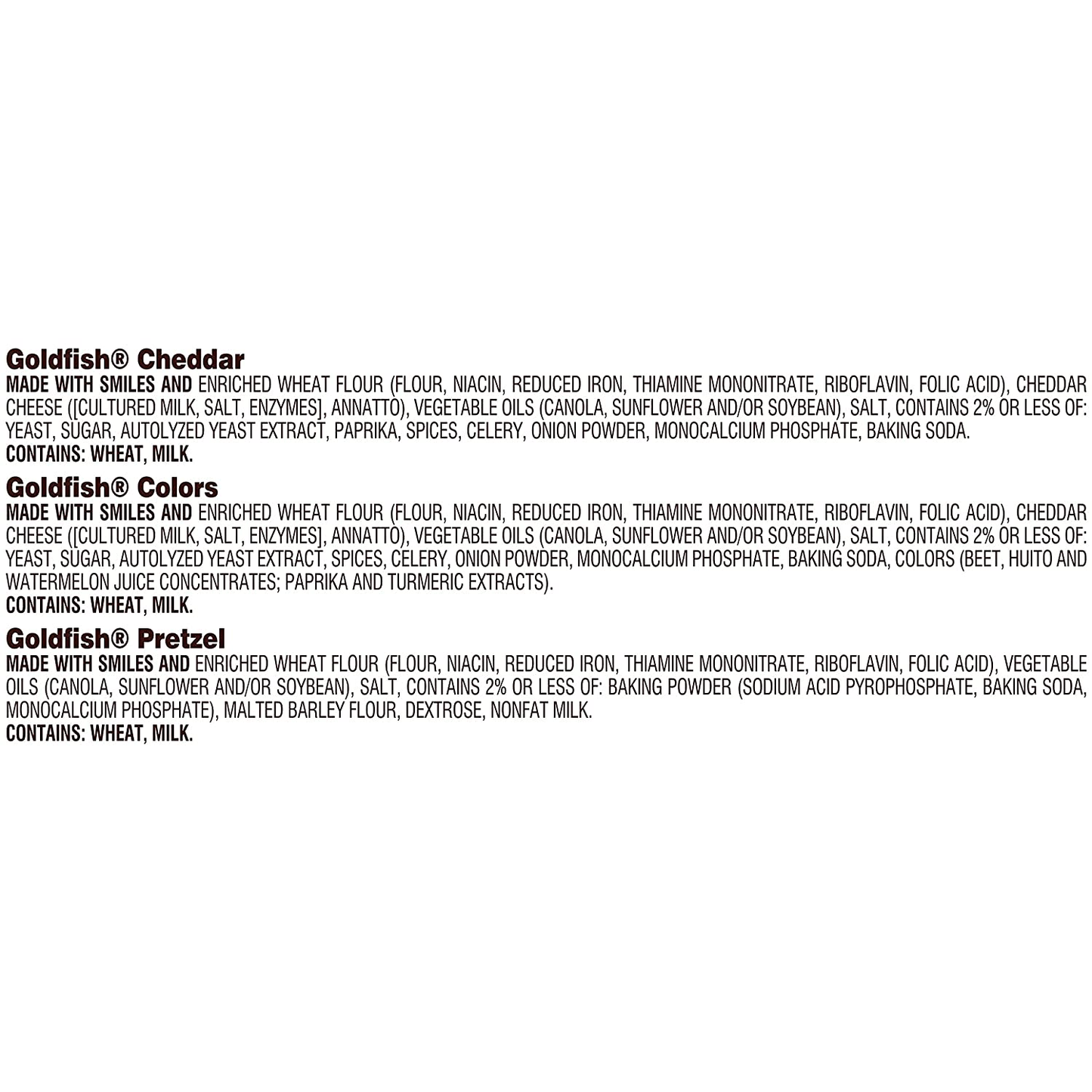 Goldfish Crackers Big Smiles with Cheddar, Colors, and Pretzel Crackers, Snack Packs, 30 CT Variety Pack Box