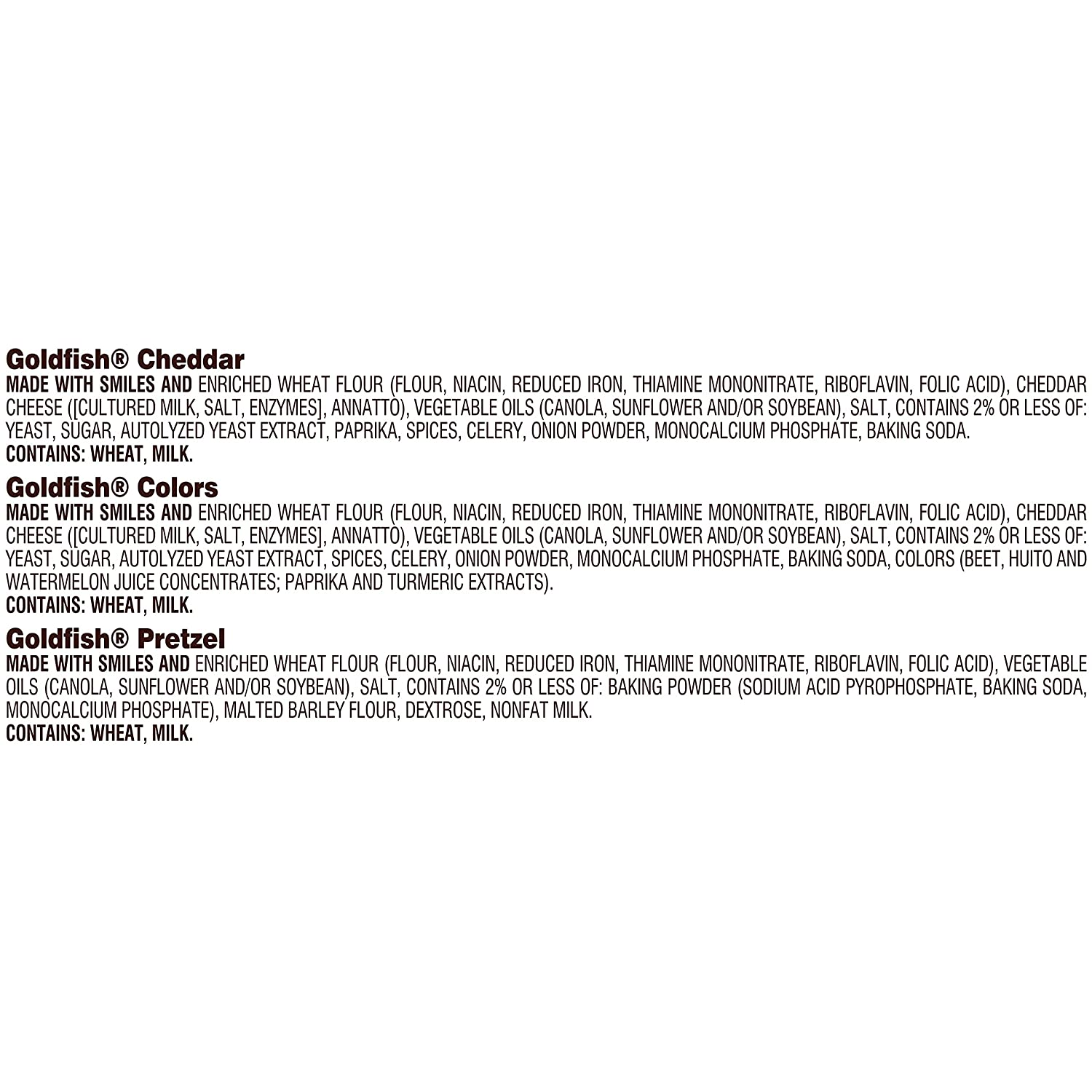 Goldfish Crackers Big Smiles with Cheddar, Colors, and Pretzel Crackers, Snack Packs, 30 CT Variety Pack Box